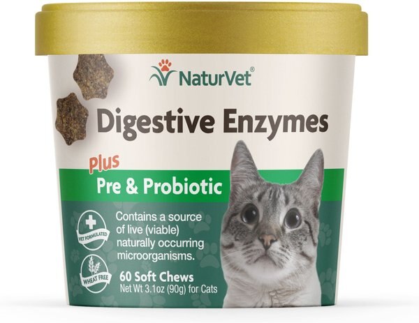 NaturVet Digestive Enzymes Plus Probiotic Soft Chews Digestive Supplement for Cats