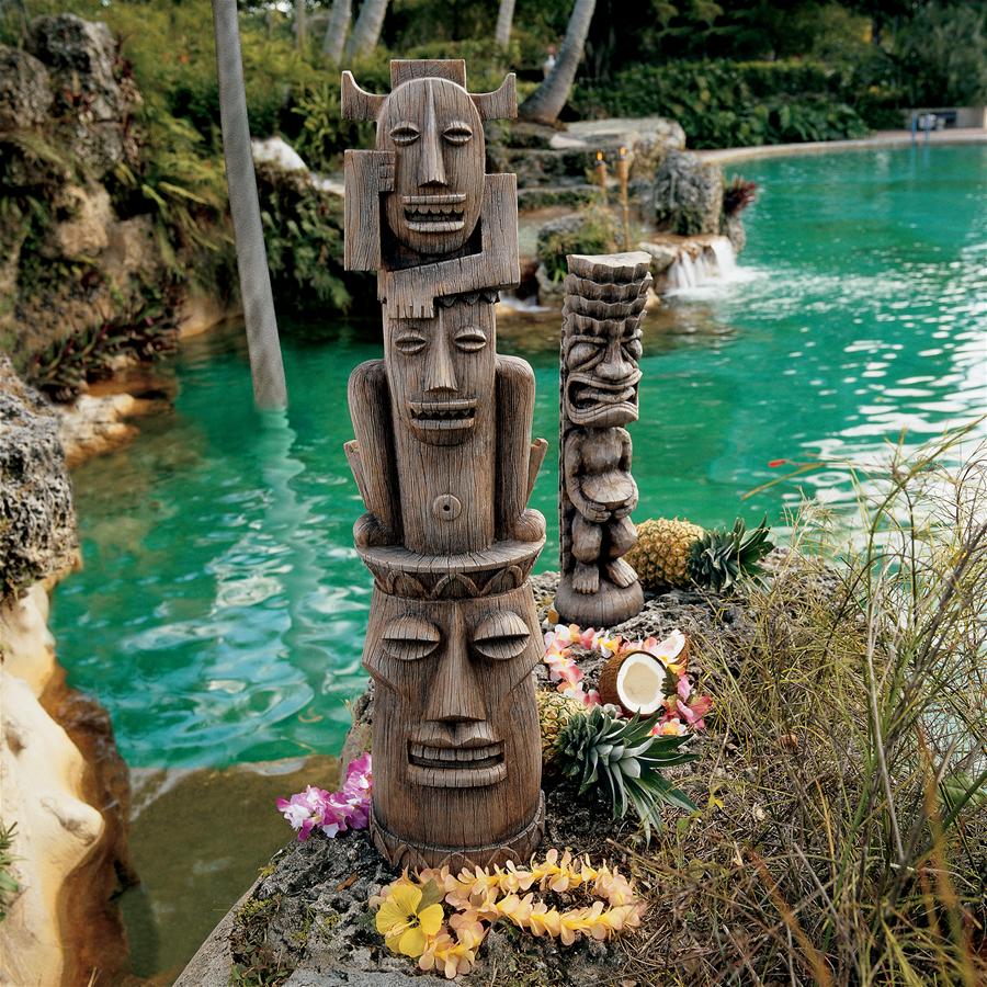 Design Toscano Tiki Gods: the Art of Celebration Statues Set of Luau & Three Pleasures Gods