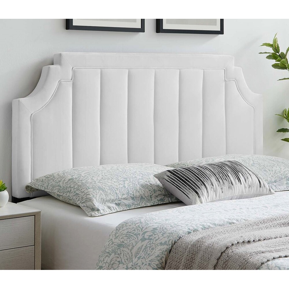 Deltona White Velvet Upholstered King/California King Size Headboard