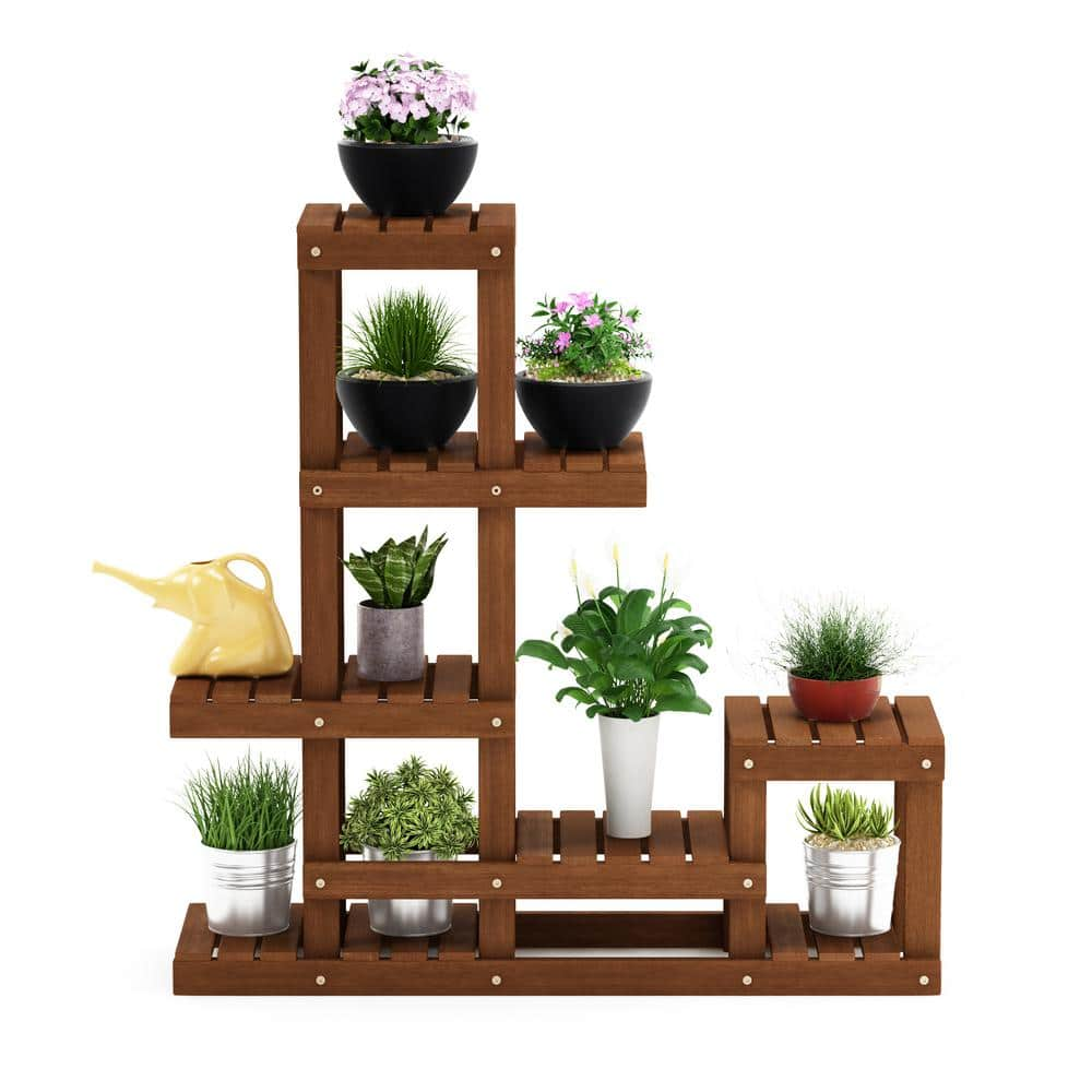 Furinno Tioman Natural Color Hardwood Flower Stand Accent Shelf FG18451