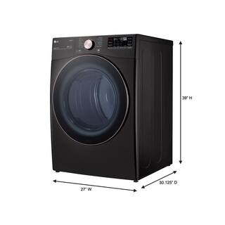 LG 7.4 Cu. Ft. Vented SMART Stackable Gas Dryer in Black Steel with TurboSteam and Sensor Dry Technology DLGX4001B