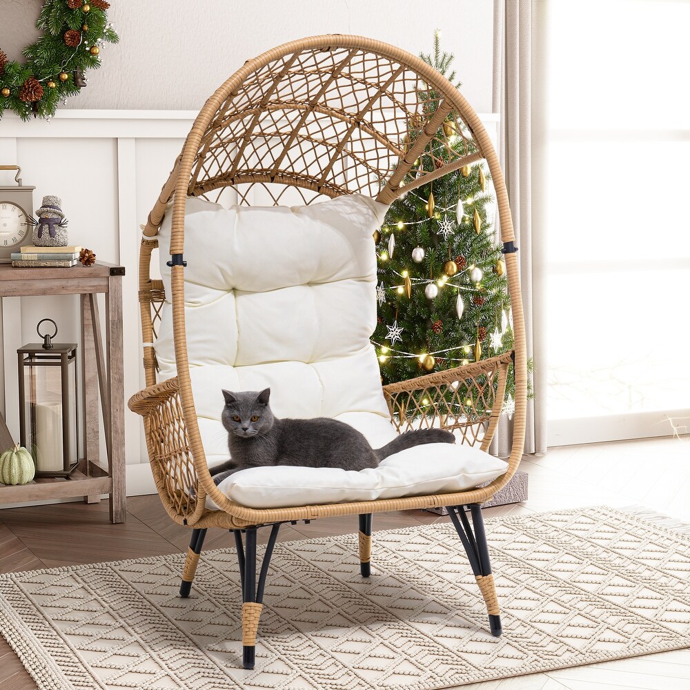 Outdoor Wicker Basket Egg Chair with Cushion