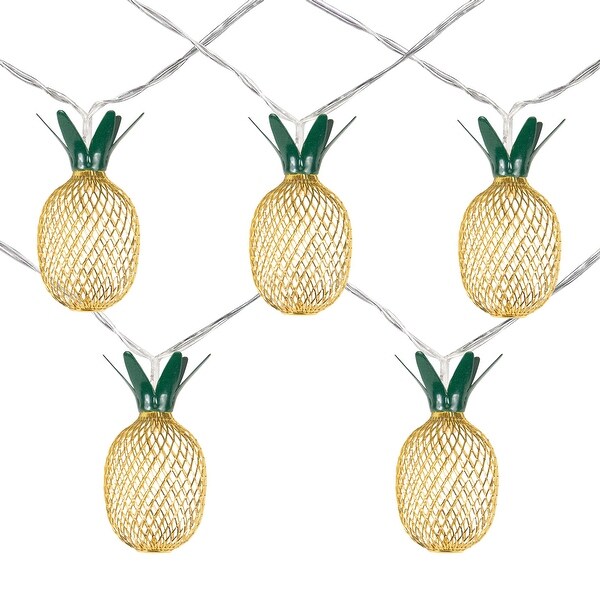 10Count LED Warm White Gold Pineapple String Lights