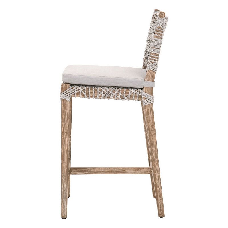 Interwined Rope Design Counter Stool with Removable Seat Cushion， Gray