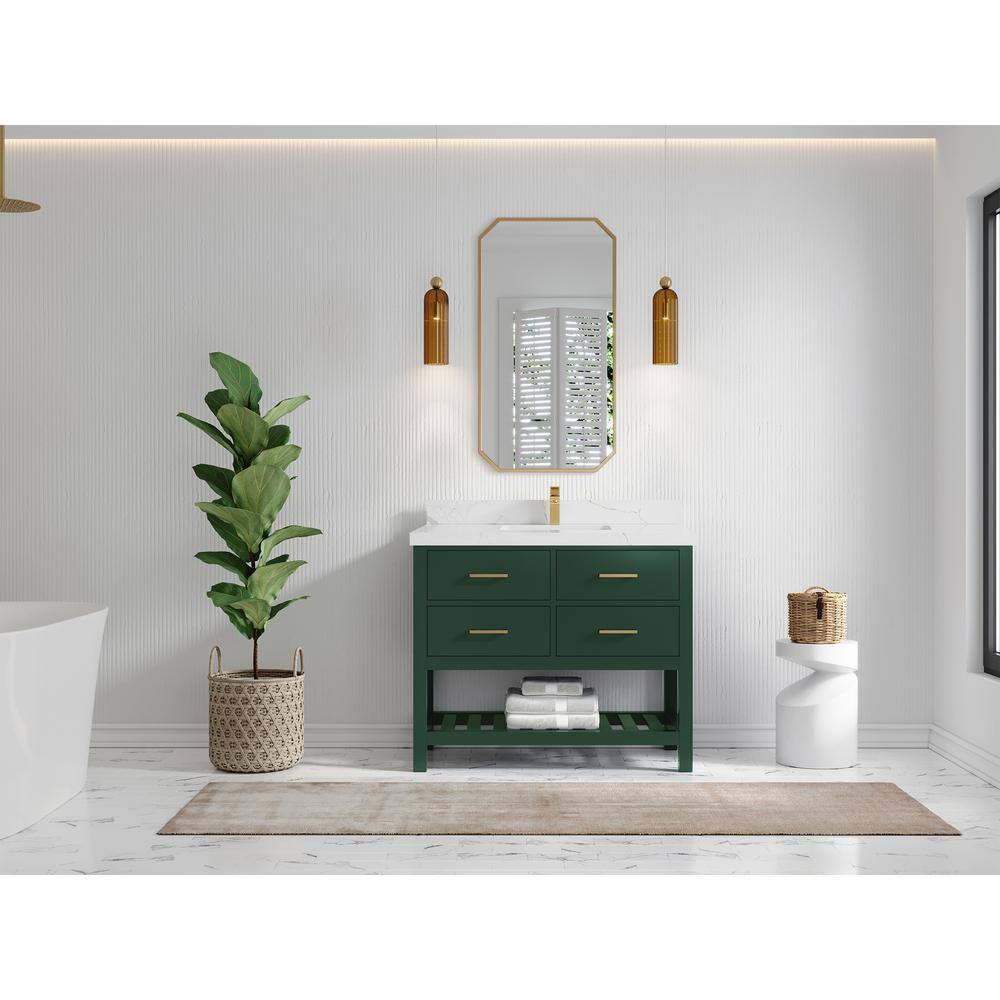 Willow Collections Parker 42 in. W x 22 in. D x 36 in. H Bath Vanity in Lafayette Green with 2 in. Calacatta Quartz Top PRK_LGN_CA_LZ_42