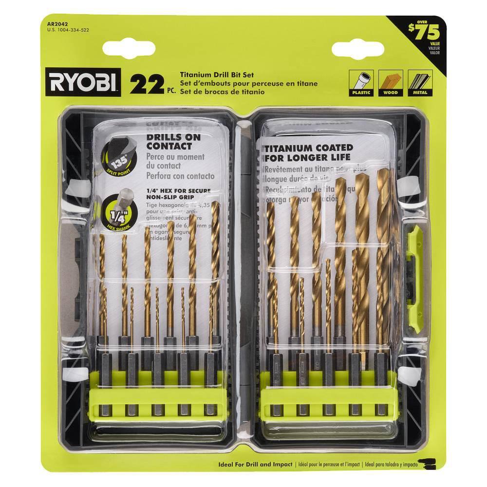 RYOBI Titanium Twist Drill Bit Kit (22-Piece) AR2042