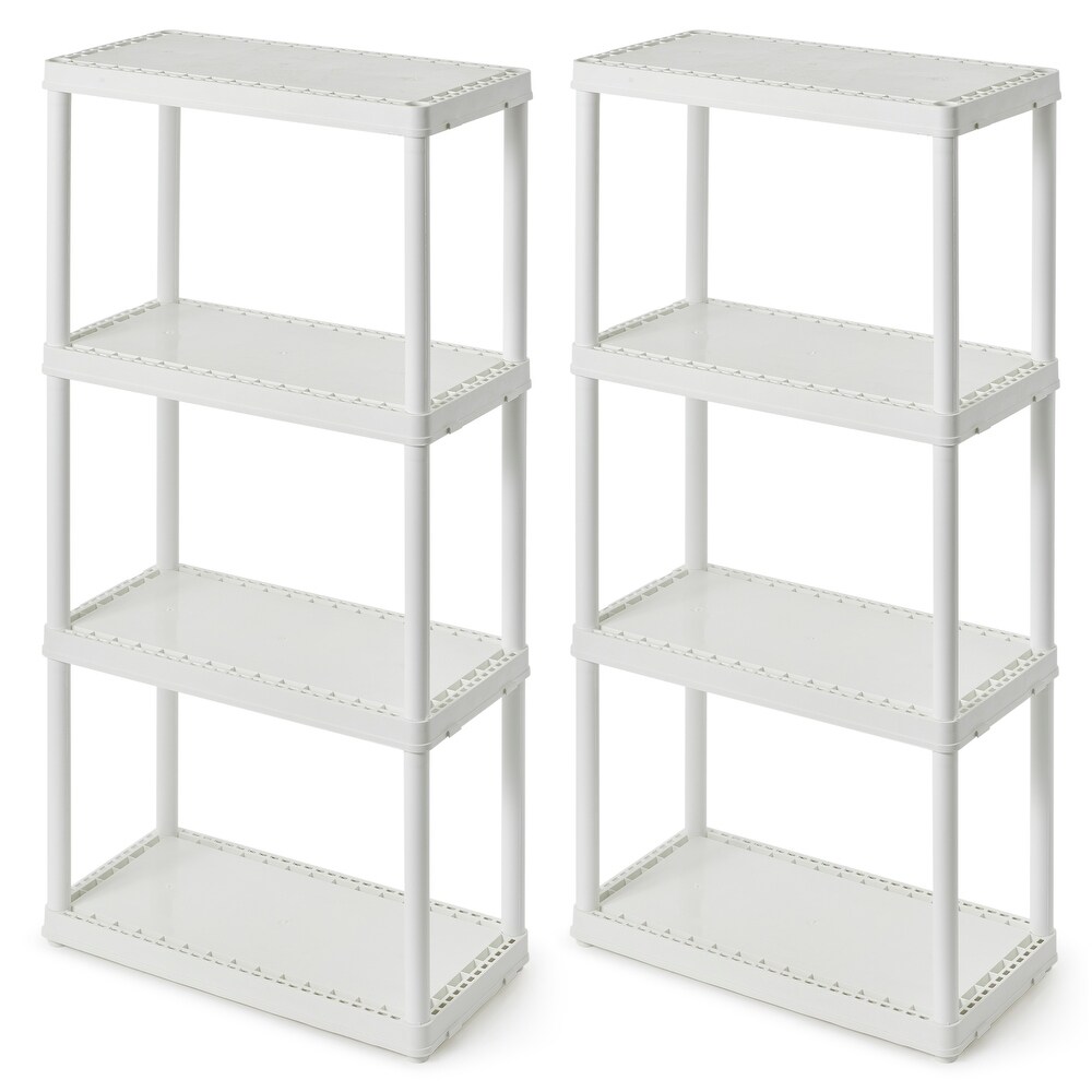 Gracious Living 4 Shelf Light Duty Shelving Unit  220lb Capacity  White  2 Pack   White