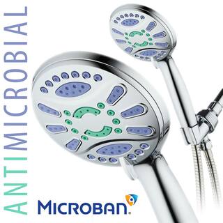 Aquastar Antimicrobial 6-Spray 4.3 in. High Pressure Single Wall Mount Handheld Adjustable Shower Head in Chrome 6730