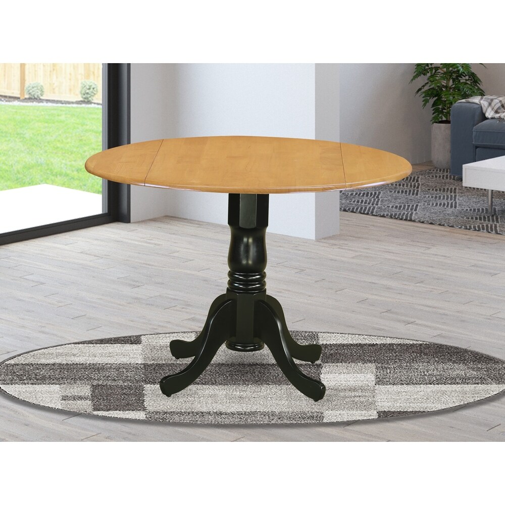 East West Furniture Dublin Dining Room Table   a Round kitchen Table Top with Dropleaf   Pedestal Base  Finish Options)