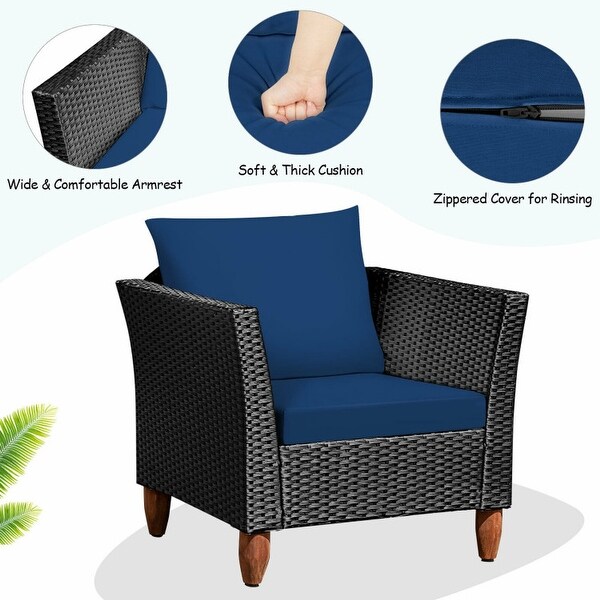 3 Pieces Patio wicker Furniture Set with Cushion