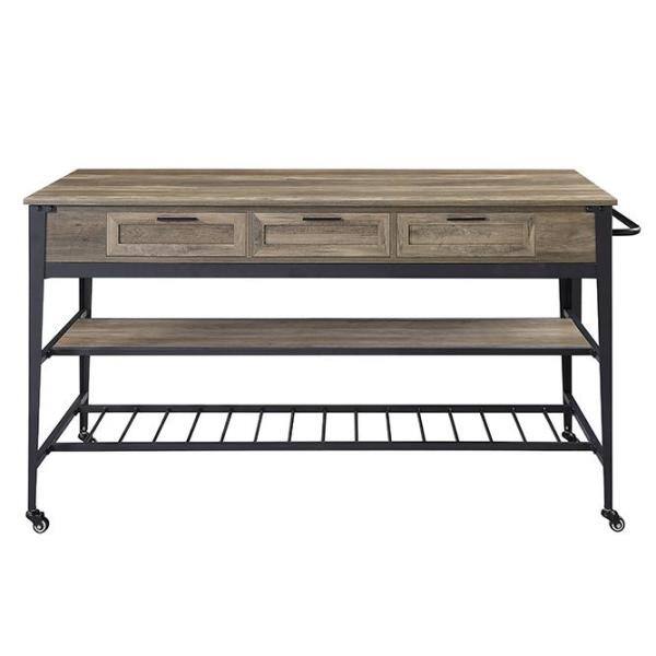 Acme Furniture Macaria Rustic Oak and Black Finish Kitchen Islands AC00402