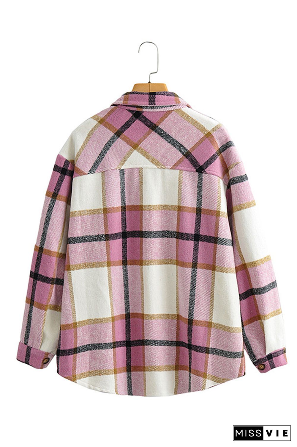 Plaid Button Front Shacket Jacket with Pockets Women Wholesale