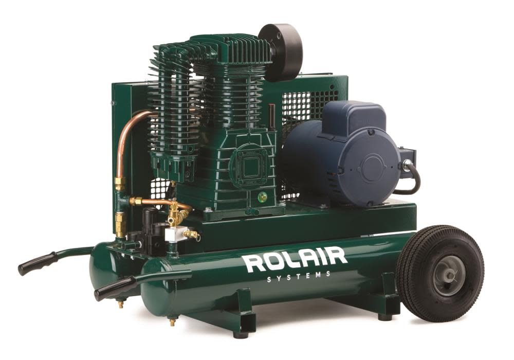 Rolair 5 HP 230V 18.8 CFM@90PSI 9 Gall Twin Tank Constant-Run Compressor 5230K30CS-0001 from Rolair