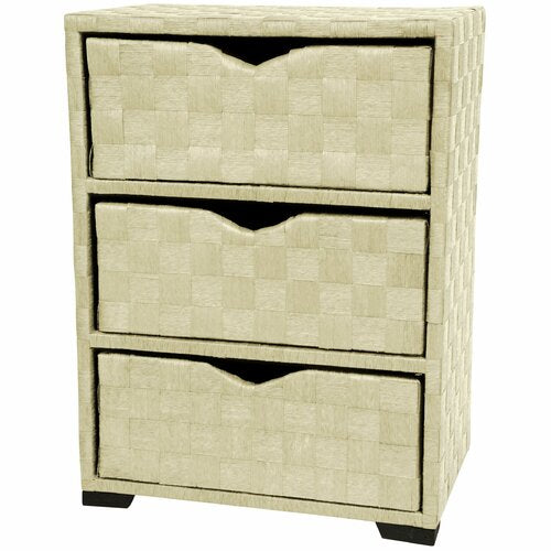 Oriental Furniture Natural Fiber Chest of Drawers, 3 Drawer, mocha color