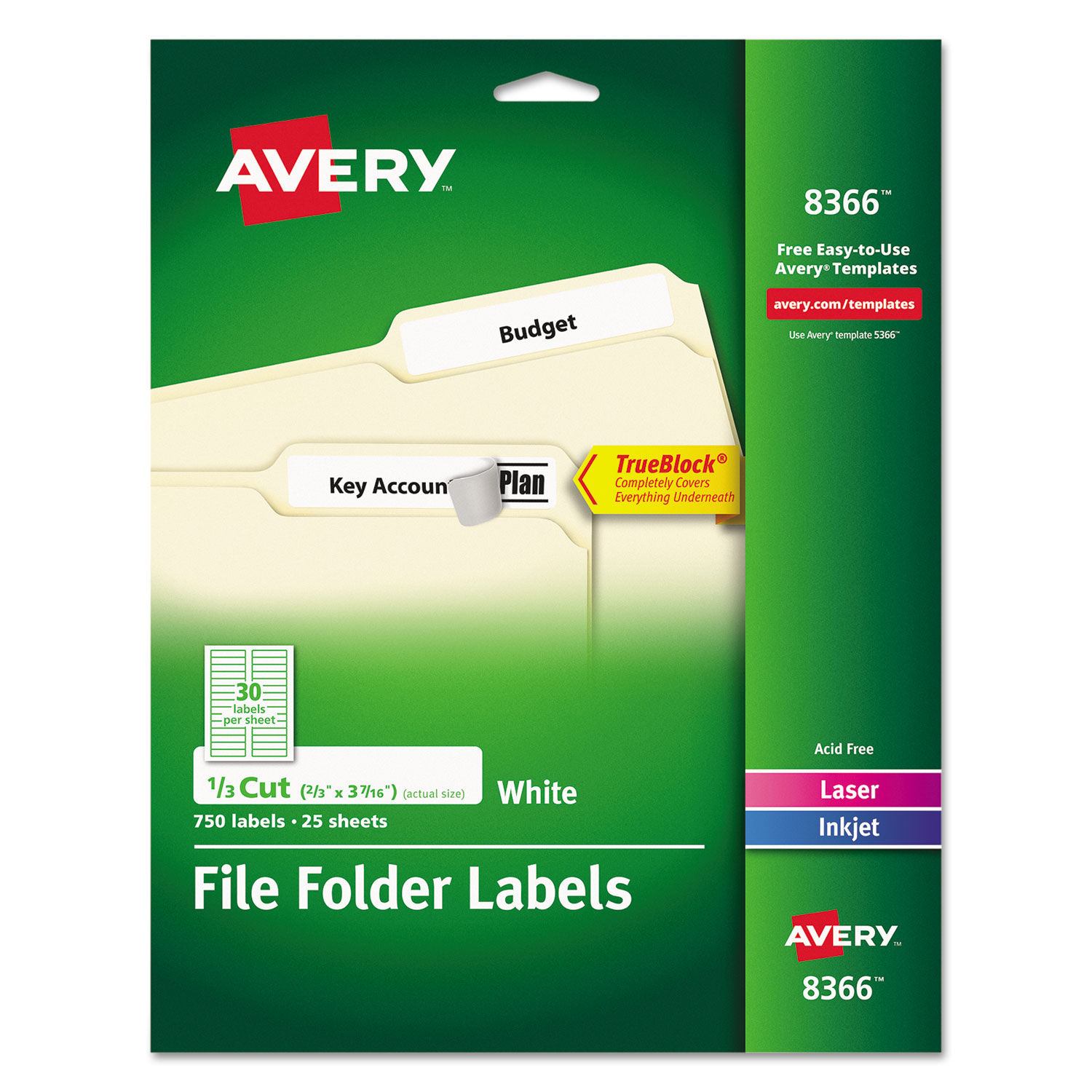 Permanent TrueBlock File Folder Labels with Sure Feed Technology by Averyandreg; AVE8366