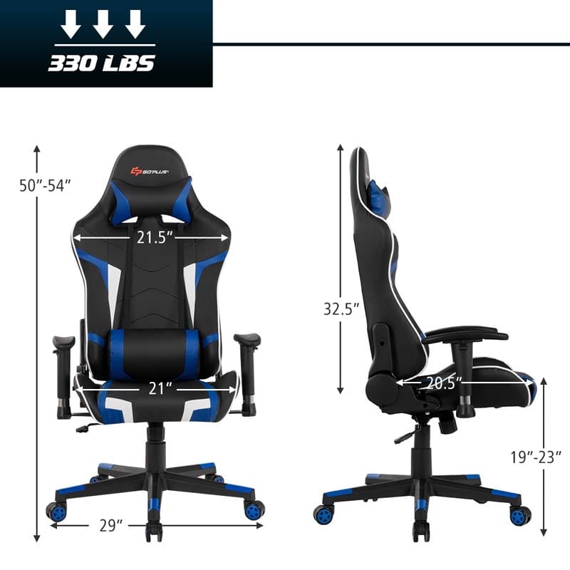 Ergonomic Swivel Massage Gaming Chair Recliner, E-Sport Gamer Racing Chair, Computer Office Chair with Headrest & Lumbar Support