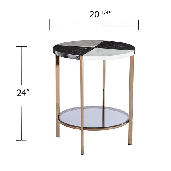 SEI Furniture Camrose Contemporary Black Faux Stone Side Table