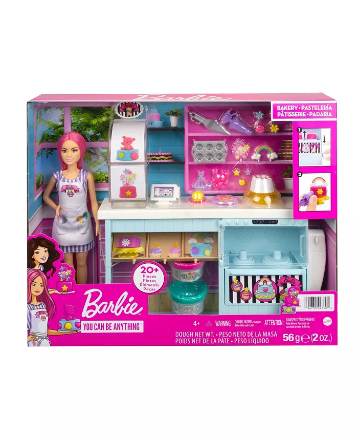 Barbie Doll Bakery Playset with Pink-Haired Petite Doll  Baking Station