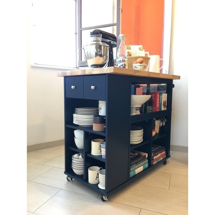 angelo:HOME Kitchen Island/Cart - Boston (Navy)