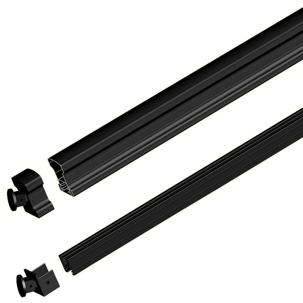 Peak Aluminum Railing 6 ft. Black Aluminum Deck Railing Stair Hand and Base Rail Kit 50113