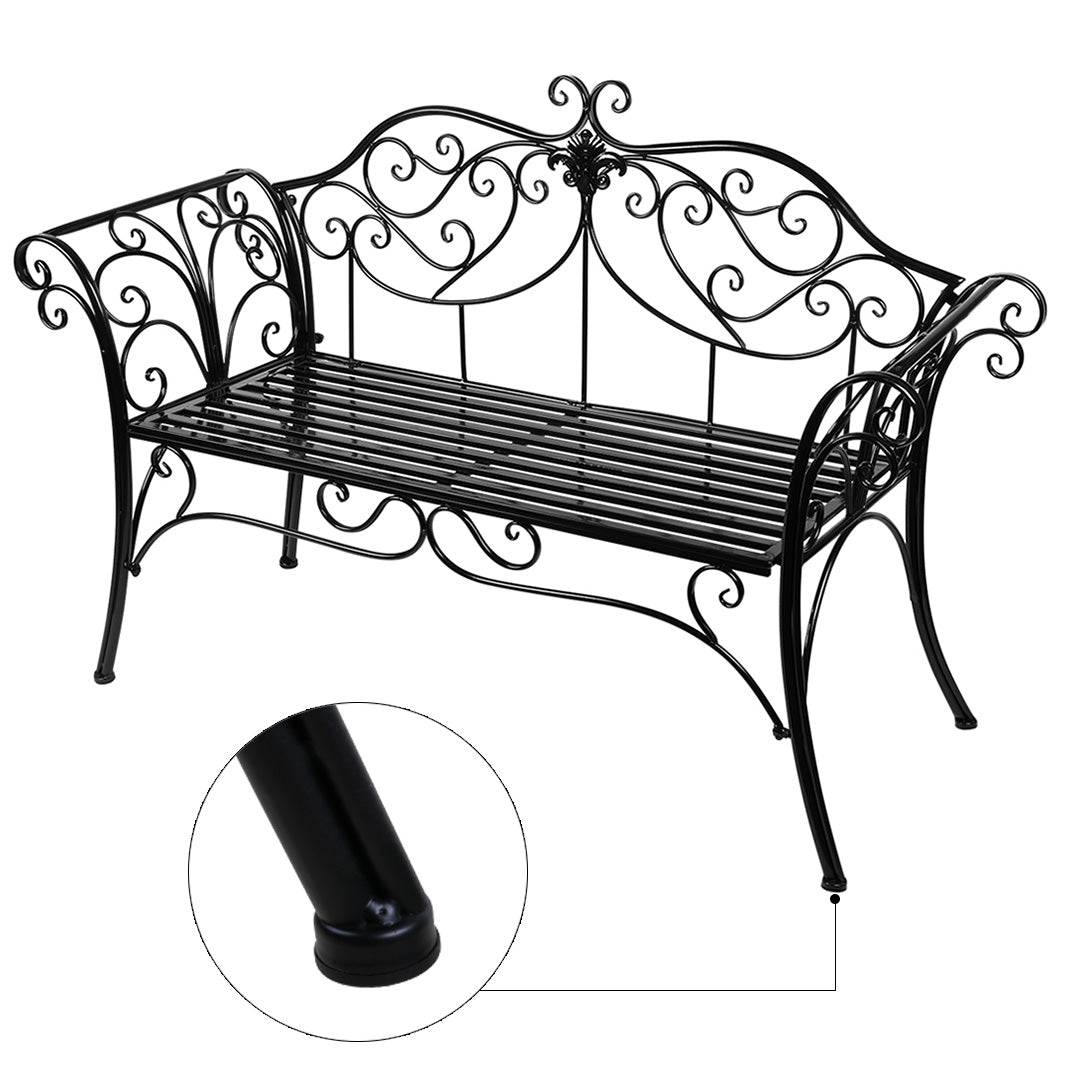 Black Outdoor Romance Two Seat Bench for Garden Park