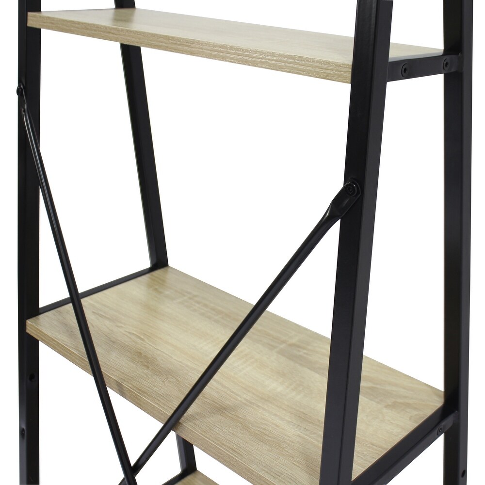 Carbon Loft Cavendish Open Oak Wood 4 tier Storage Ladder Bookcase   53\