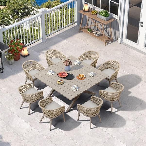 PURPLE LEAF PE Rattan Outdoor Patio Furniture Dining Set with All Aluminum Frame