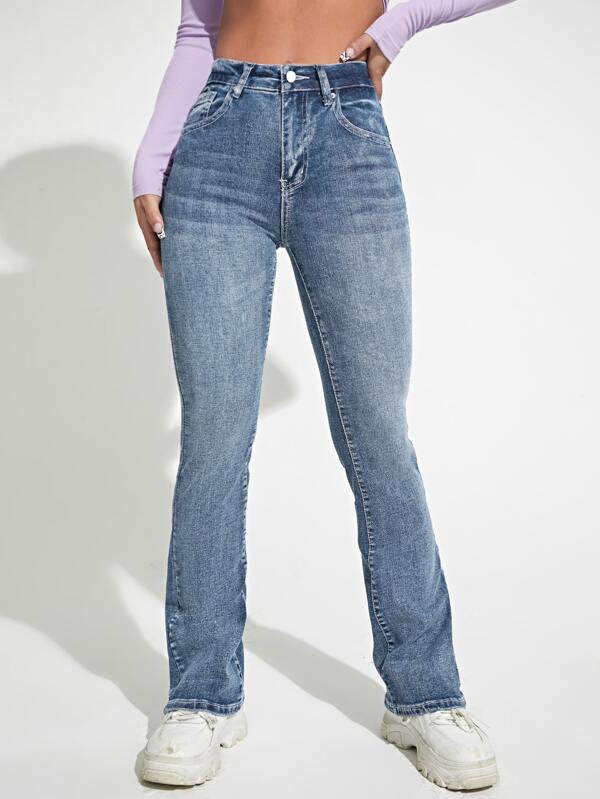 Solid Washed Jeans