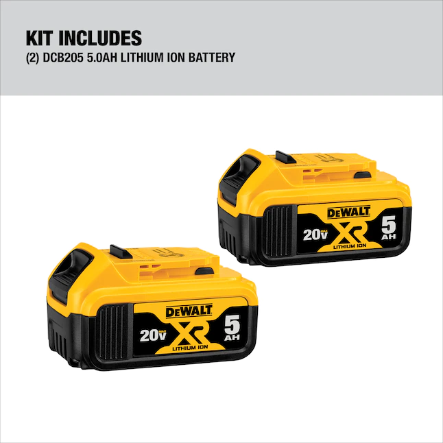 DEWALT DCB205-2CK 20V Max Battery Starter Kit with 2 Batteries， 5.0Ah