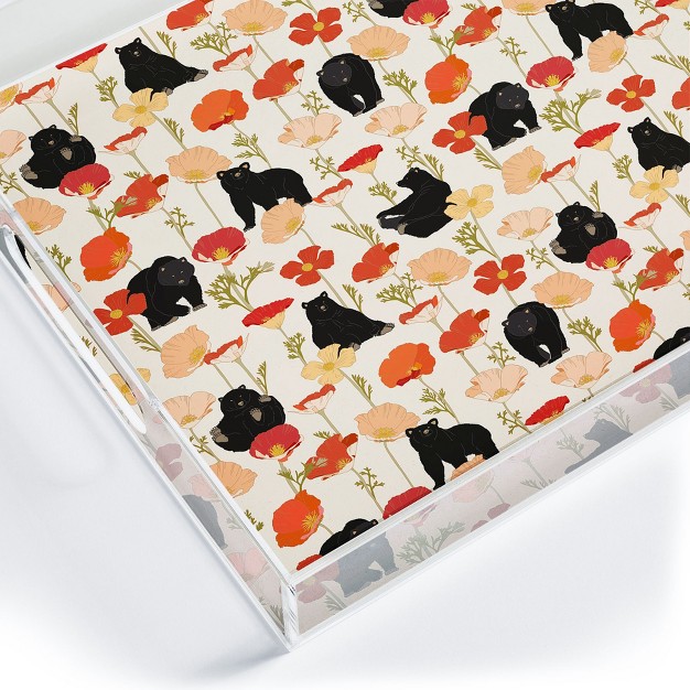 Iveta Abolina California Poppies And Bears Acrylic Tray Deny Designs