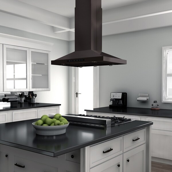 ZLINE Convertible Vent Island Mount Range Hood in Black Stainless