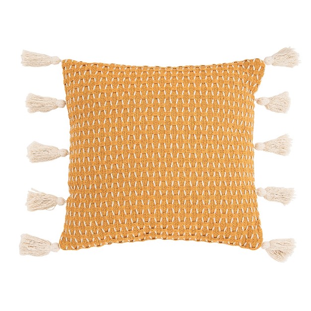 C amp f Home Ochre Textured Diamond Woven Throw Pillow