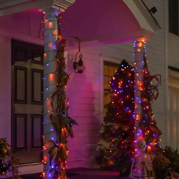 Solar-powered 125 Purple and Orange LED String Light