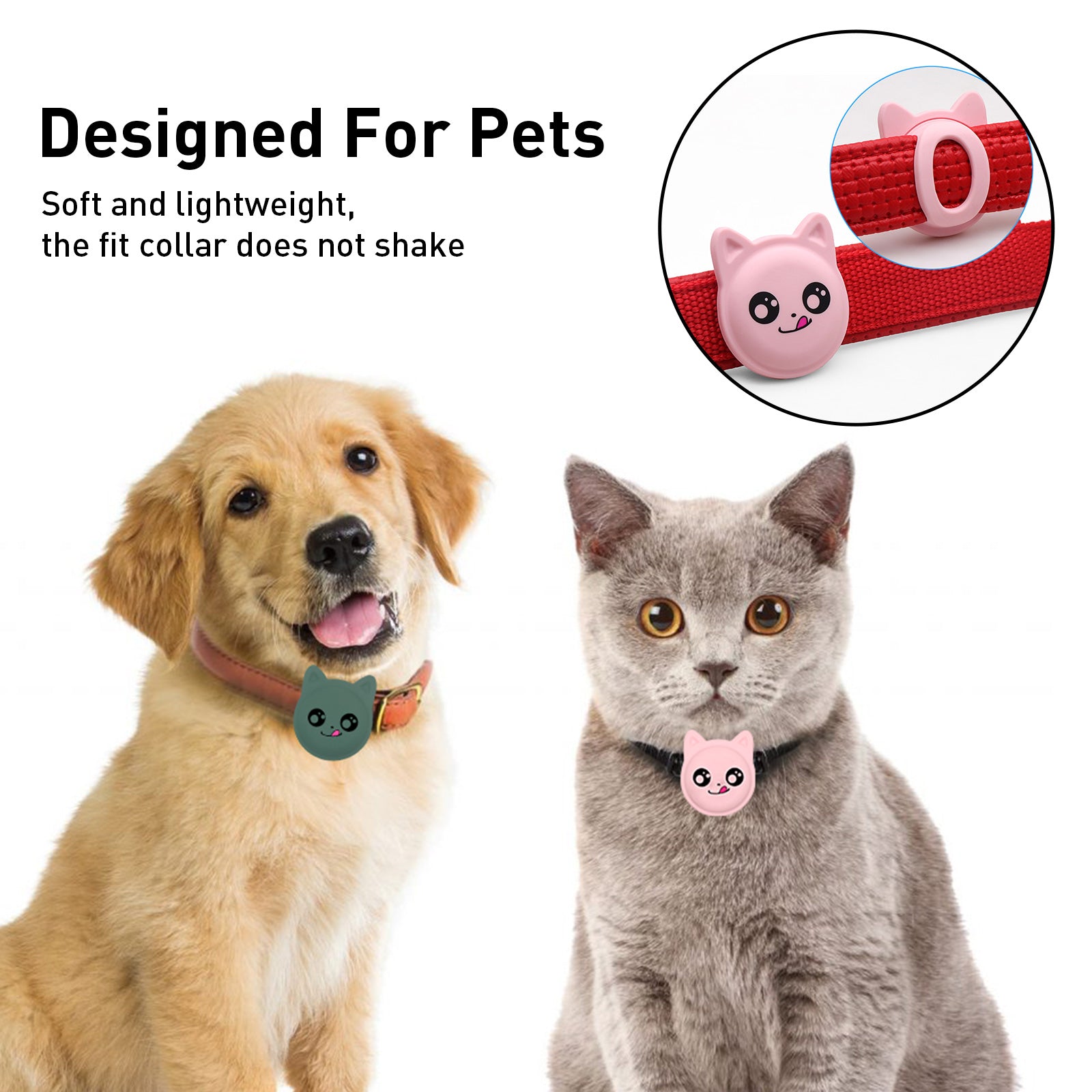 Mingwear Cat Collar Set of 2 Removable Pet Dog Collar Cover for GPS Tracker Fits Most Collar Strap Sizes