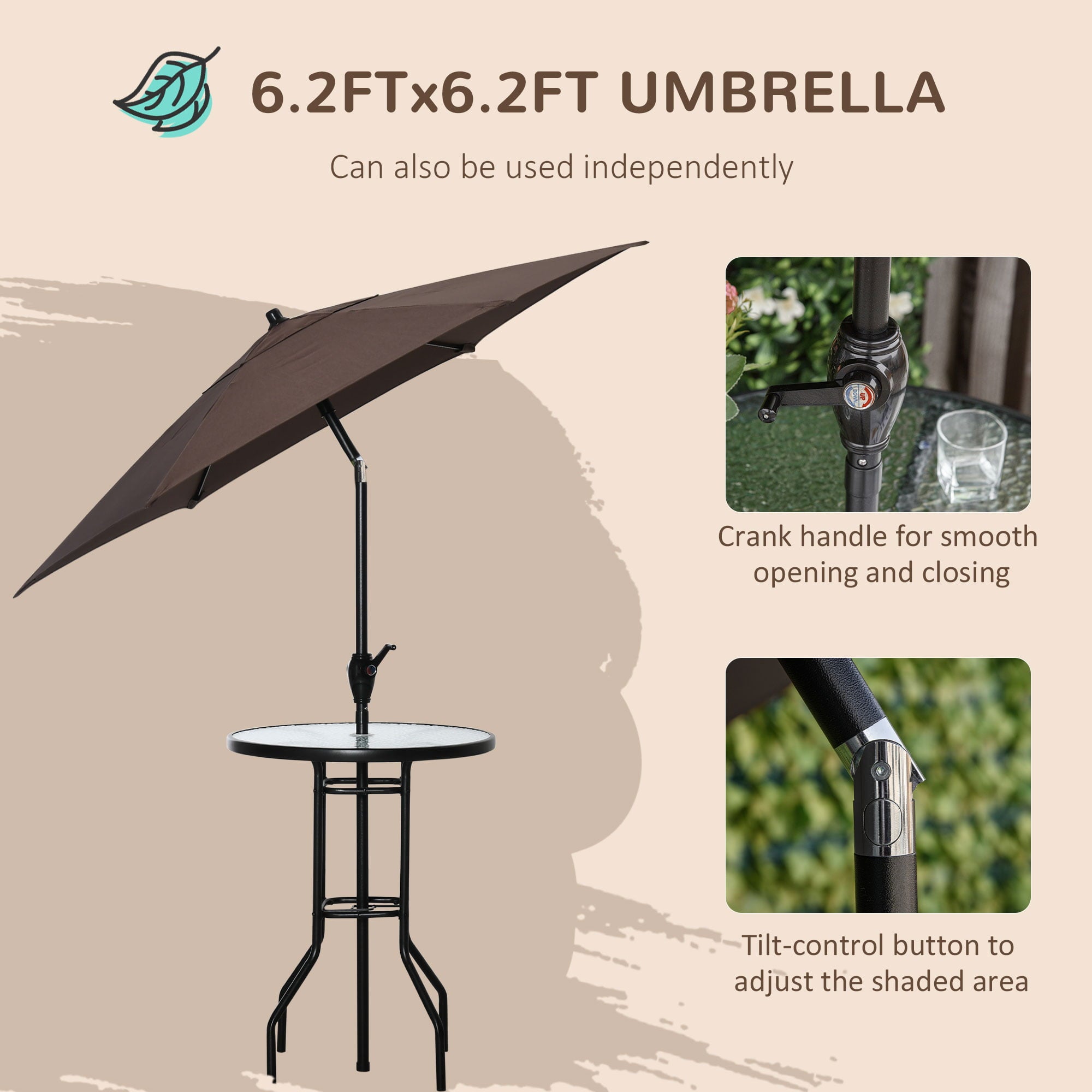 4 Pcs Outdoor Garden Folding Umbrella Table Chair Patio Bistro Set Steel