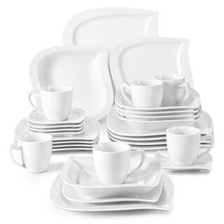 MALACASA Elvira 30-Piece Modern Ivory White Porcelain Dinnerware Set (Service for 6) ELVIRA-30