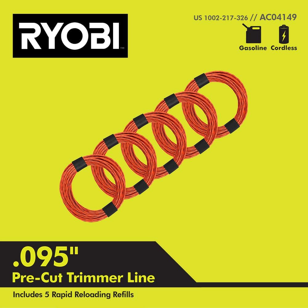 RYOBI 0.095 in. x 16 ft. Pre-Cut Spiral Line (5-Pack) AC04149