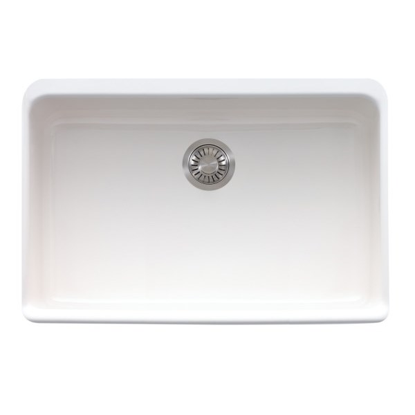 Apron Front Single Bowl Fireclay Sink ; White