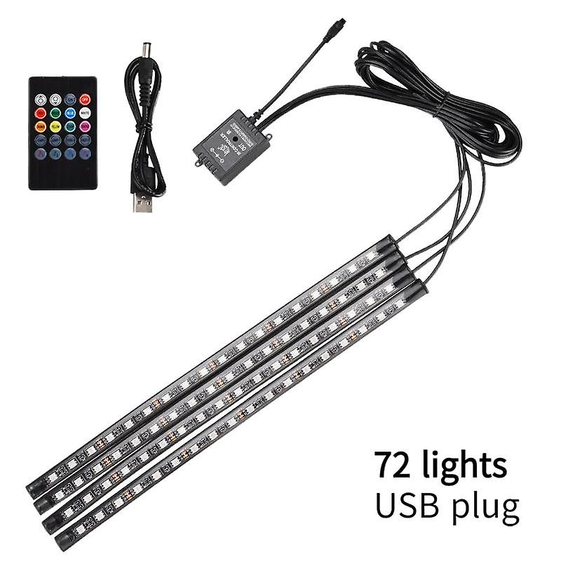 Car Led Ambient Light Modified Car App Ambient Light Car Mobile Phone Bluetooth Decorative Light (72 Lights)