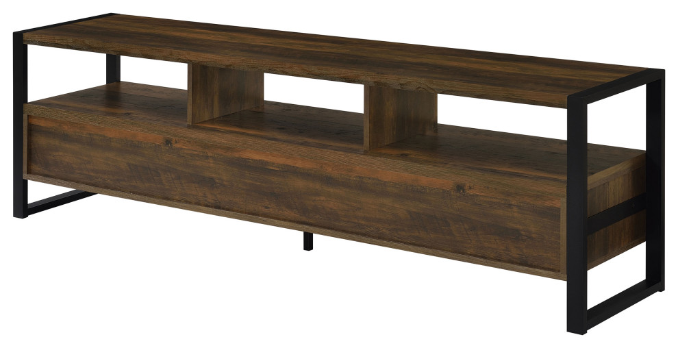 James 3 drawer Composite Wood 71 quotTV Stand Dark Pine   Modern   Entertainment Centers And Tv Stands   by Modon  Houzz