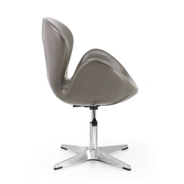 Raspberry Faux Leather Adjustable Swivel Chair in Pebble and Polished Chrome