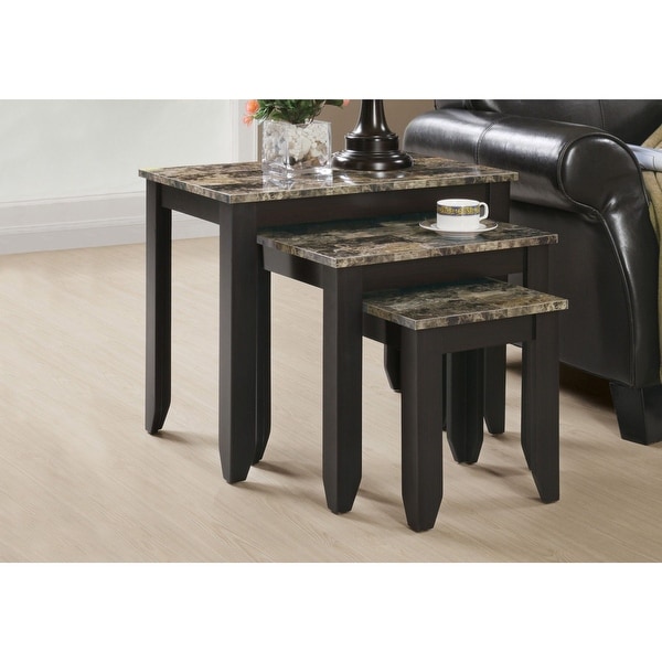 Set of 3 Cappuccino Brown Contemporary Nesting Tables 13.75