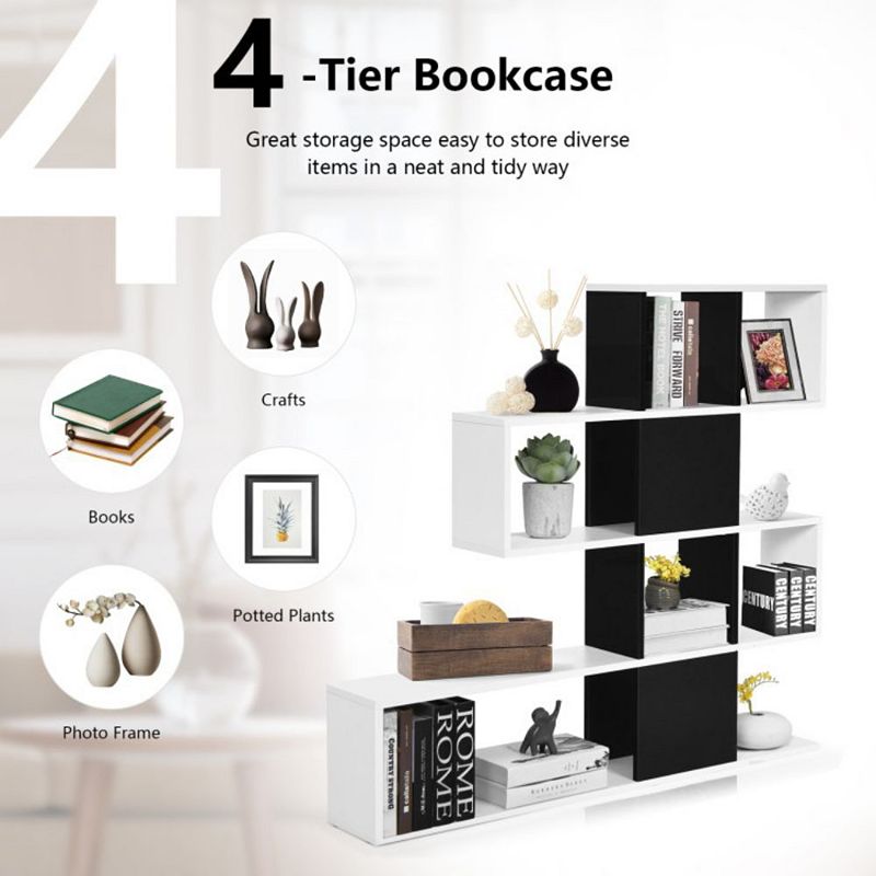 Hivago 5-Tier Bookshelf Corner Ladder Bookcase with Storage Rack and White