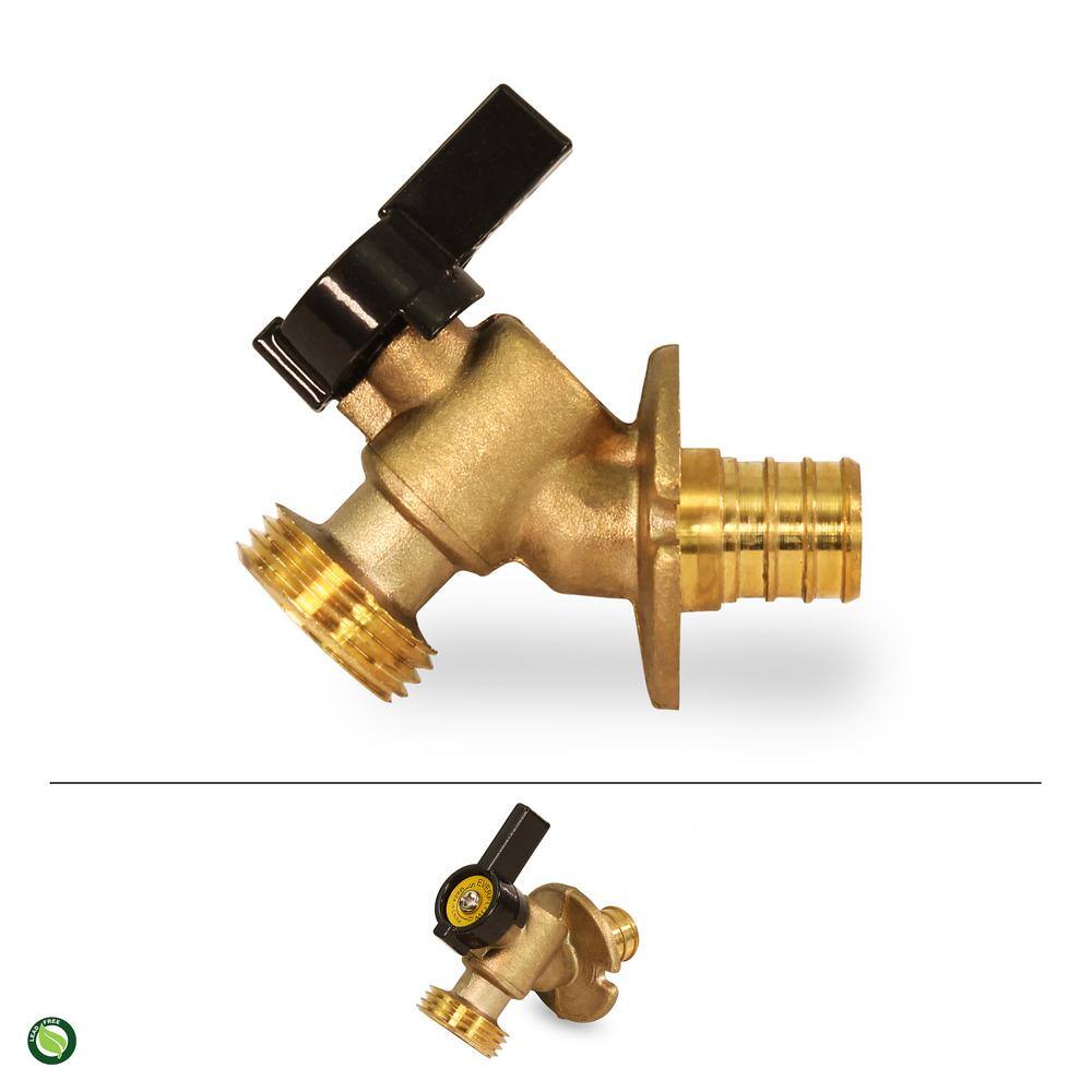 The Plumber's Choice 34 in. Pex Inlet x 34 in. MHT Outlet Quarter Turn Sillcock Hose Bibb Cast Brass 66954Q