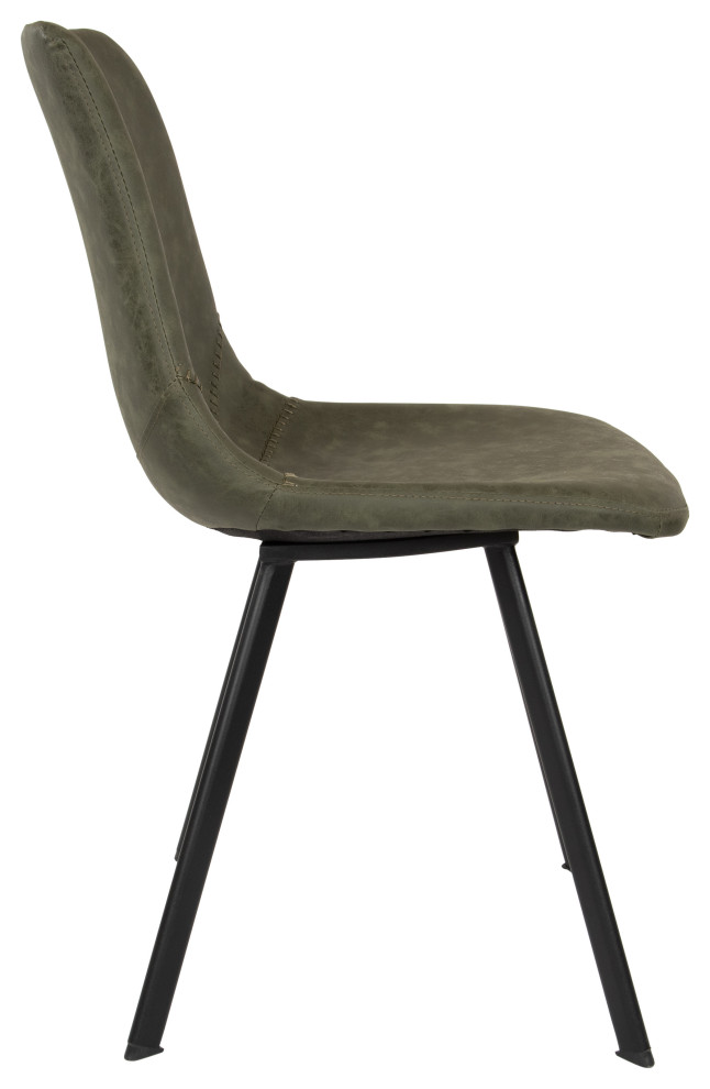 Markley Modern Leather Dining Chair With Metal Legs   Transitional   Dining Chairs   by LeisureMod  Houzz