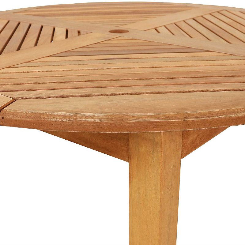 Sunnydaze 42.75 in Meranti Wood Round Patio Dining Table