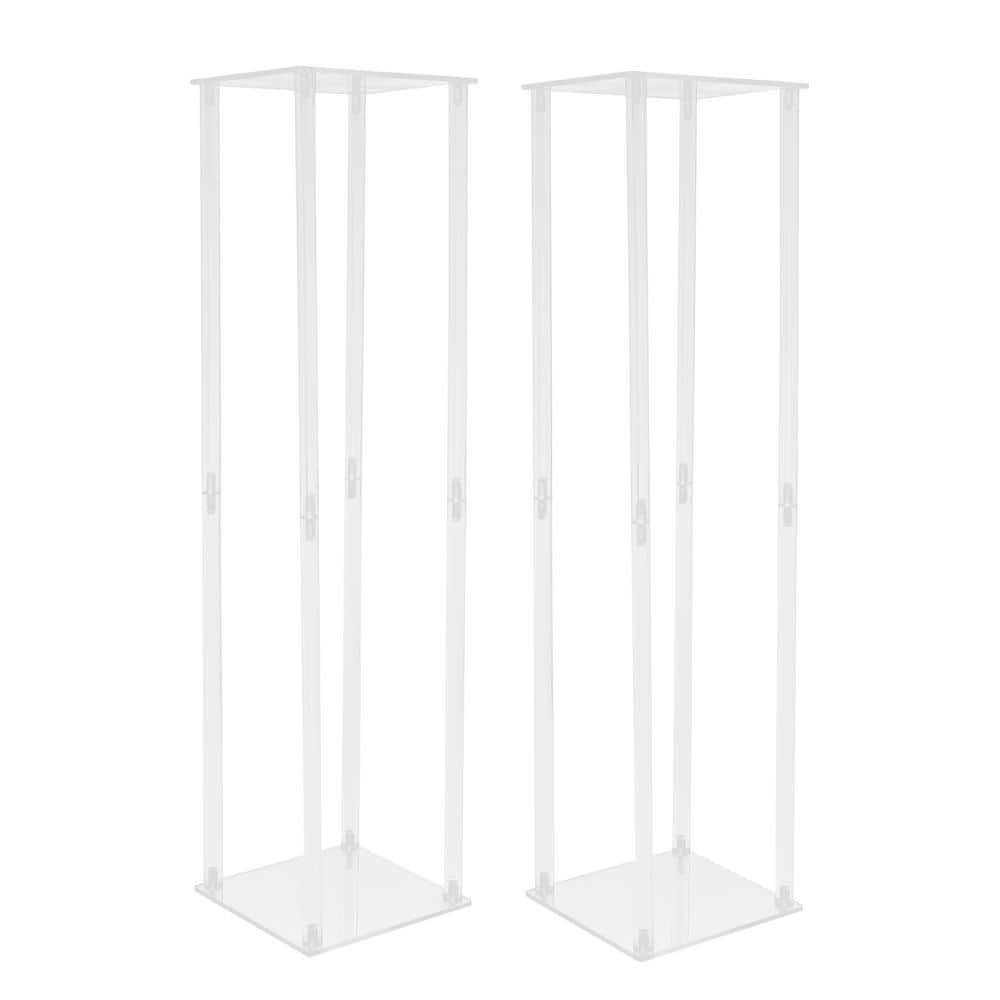 YIYIBYUS 9.84 in. W x 39.37 in. H 2-Pieces Modern Plastic Square Wedding Decoration Clear Acrylic Flower Display Rack OT-ZJGJ-5338