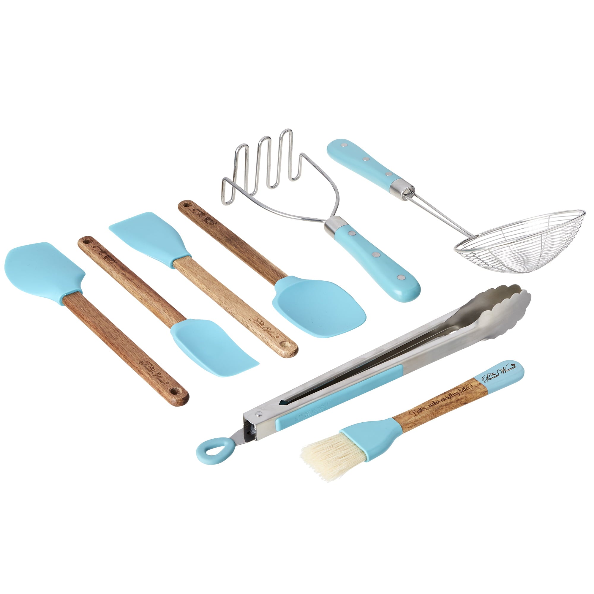 The Pioneer Woman Frontier Collection 8-Piece Kitchen Tool and Utensil Set, Teal