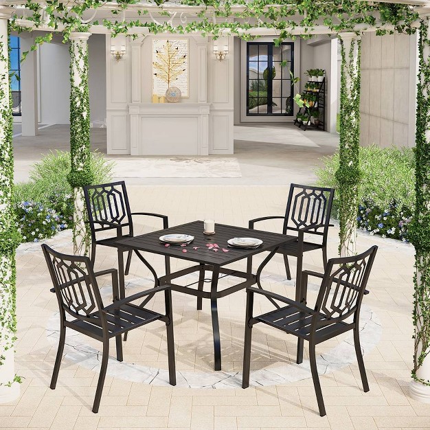 5pc Patio Dining Table amp Chairs Black Captiva Designs