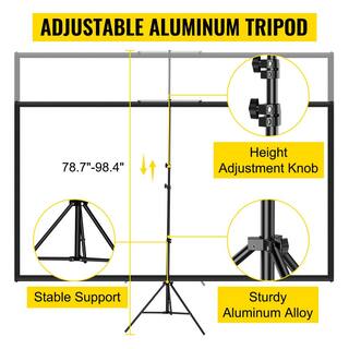 VEVOR 90 in. Tripod Projector Screen with Stand 16:9 4K HD Projection Screen Wrinkle-Free Height Adjustable Portable Screen TYPMDZCY901696BAVV0